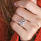 Brass Rhinestone Finger Rings, Babysbreath Shape, Platinum, Crystal, US Size 8(18.1mm)