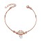 925 Sterling Silver Charm Bracelets, with Micro Pave AAA Cubic Zirconia Crown, AAA Cubic Zirconia Pendant, Rose Gold, 6-1/4 inch(160mm)