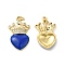 Real 18K Gold Plated Brass Micro Pave Clear Cubic Zirconia Pendants, Cadmium Free & Nickel Free & Lead Free, with Jump Ring & Enamel, Heart with Crown Charms, Red, 23x15x3mm, Hole: 3.5mm