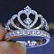 Fashionable Alloy Rhinestone Finger Rings, Crown, Crystal, US Size 8(18.1mm)