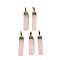 Natural Rose Quartz Pendants, Cuboid Charms with Brass Findings, Golden, 34x7~7.5x7~7.5mm, Hole: 7x5mm