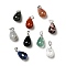 Natural Mixed Stone Pendants, with Platinum Tone Brass Findings, Teardrop Charm, 20~21x11~12mm, Hole: 6x3.5mm