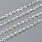 Iron Cable Chains, Unwelded, with Spool, Flat Oval, Popular for Jewelry Making, Important Decoration, Silver Color Plated, 3x2x0.6mm, about 32.8 Feet(10m)/roll
