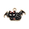 Halloween Alloy Enamel Pendants, Bat, 16x27x1.5mm, Hole: 2mm