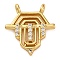 Brass Micro Pave Cubic Zirconia Pendants, Cadmium Free & Lead Free, Real 18K Gold Plated, Clear, 16.5x15x2mm, Hole: 1.2mm