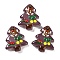 Christmas Theme Handmade Lampwork Beads, Christmas Trees, Coconut Brown, 25~26.5x18.5~22.5x6.5~7.5mm, Hole: 1.6~1.8mm