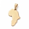 304 Stainless Steel Pendants, Map Shape, Golden, 25x18x1.5mm, Hole: 8x3mm