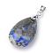 Natural Lapis Lazuli Pendants, with Alloy Findings, teardrop, Platinum, 23~24x14x8mm, Hole: 4x5mm