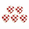 Alloy Enamel Pendants, Cadmium Free & Lead Free, Light Gold, Heart, Checkered Charms, Dark Red, 17.5x15.5x1.5mm, Hole: 1.8mm