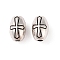 Tibetan Style Alloy Beads, Cadmium Free & Lead Free, Oval with Cross, Antique Silver, 8.5x5.5mm, Hole: 1.6mm, about 1234pcs/1000g