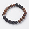 Natural Lava Rock & Wenge Wood Beads & Coconut Stretch Bracelets, with Alloy Findings, 2 inch(5~5.2cm)