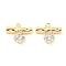 Brass Micro Pave Cubic Zirconia Charms, Real 18K Gold Plated, 11x13x3mm, Hole: 1mm