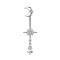 304 Stainless Steel Pave Clear Cubic Zirconia Curved Barbell Dangle Belly Rings, Stainless Steel Color, Star, 46mm
