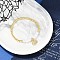 Brass Micro Pave Cubic Zirconia Charm Bracelets for Women, with Plastic Pearl, Heart, Real 18K Gold Plated, Inner Diameter: 2-1/8 inch(5.5cm), Pendants: 11.5x14x3mm