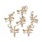 Brass Charms, with Cubic Zirconia and Shell Pearl Bead, Letter, Golden, Clear, Letter.K, 9.5~11x3.5~10.8x3~3.5mm, Hole: 3.5mm