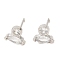 Platinum Brass Horse Eye Stud Earrings, with Cubic Zirconia, Long-Lasting Plated, Lead Free & Cadmium Free, Clear, 7x6.5mm