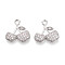 Brass Micro Pave Cubic Zirconia Pendants, Cadmium Free & Nickel Free & Lead Free, Cherry, Platinum, 15.3x15.1x3.3mm, Hole: 1.8mm