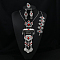 Oval Alloy with Resin Pendant Necklace & Stud Dangle Earring & Link Bracelet & Ring, Antique Silver, Red, 50x23mm & 540mm & 210~230mm & 36x23mm