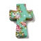 Cross with Flower Silicone Focal Beads, Aquamarine, 35x25x8mm, Hole: 2mm