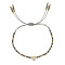 Faceted Glass % Brass Beads Braided Bead Bracelets, Brass Micro Pave Clear Cubic Zirconia Jewelry for Women, Heart, Inner Diameter: 11 inch(28cm)