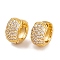Rack Plating Brass Cubic Zirconia Earrings, Cadmium Free & Lead Free, Long-Lasting Plated, Chunky CZ Shape, Hoop Earrings, Real 18K Gold Plated, 10x6mm