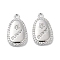 Brass Micro Pave Clear Cubic Zirconia Pendants, Cadmium Free & Nickel Free & Lead Free, Teardrop Charms, Real Platinum Plated, 17x10x2mm, Hole: 1.4mm