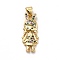 Brass Micro Pave Cubic Zirconia Pendants, Cadmium Free & Lead Free, Real 18K Gold Plated, Girl Charm with Rabbit Hat, Colorful, 23x10x3mm, Hole: 3.5x4mm