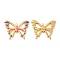 304 Stainless Steel Enamel Pendants, Real 18K Gold Plated, Hollow Butterfly Charm, Hot Pink, 20x25.5x2mm, Hole: 1.5mm