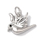 Rack Plating Brass Enamel Charms, with Jump Ring, Long-Lasting Plated, Lead Free & Cadmium Free, Bird Charm, Platinum, 11.5x14.5x3mm, Hole: 3mm