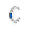 Anti-Tarnish Geometric Rectangle Fashionable Silver Clip-on Earrings with S925 Silver Chain Charm, Dark Blue, Platinum, 5x3x11mm