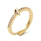 Rack Plating Brass Clear Cubic Zirconia Number 7 Adjustable Rings for Women, Cadmium Free & Lead Free, Long-Lasting Plated, Real 18K Gold Plated, 4.9x3.3mm, US Size 8(18.1mm)