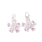 Brass Micro Pave Cubic Zirconia Pendants, Flower Charms, Rack Plating, Lasting Plated, Cadmium Free & Lead Free, with Jump Ring, Lavender Blush, 14.5x12.5x4.5mm, Hole: 4.5mm