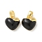 Brass Charms, with Enamel, Cadmium Free & Nickel Free & Lead Free, Heart Charms, Real 18K Gold Plated, 11.5x11.5x5.5mm, Hole: 3.5x2mm