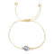 Elegant Golden Edge Glass Link Bracelets for Girlfriend and Family, Light Sky Blue, 11 inch(28cm)