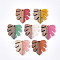 Resin & Walnut Wood Pendants, Tropical Leaf Charms, Monstera Leaf Pendant, Mixed Color, 30x28x3.5mm, Hole: 2mm