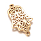 201 Stainless Steel Links connectors, Hamsa Hand/Hand of Fatima/Hand of Miriam, Golden, 27x14.5x1mm, Hole: 1mm