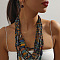Bohemian Style Wood Beaded Multilayer Necklaces & Dangle Earrings Sets, Colorful, 550mm