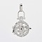 Brass Hollow Round Cage Pendants, For Chime Ball Pendant Necklaces Making, Platinum, 36x25x21mm, Hole: 3x8mm, Inner Diameter: 18mm