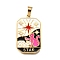 Tarot 304 Stainless Steel Enamel Pendants, Ion Plating(IP), Real 18K Gold Plated, Cat Shape, 32x19.5x2mm, Hole: 7x3.5mm