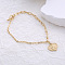 European Style Stainless Steel Charm Bracelets, Cable & Paperclip Chain Bracelets for Women, Heart with Angel Baby, Golden