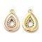 Brass Micro Pave Cubic Zirconia Charms, Cadmium Free & Nickel Free & Lead Free, with Shell, Teardrop, Real 18K Gold Plated, 13x9x2mm, Hole: 1mm