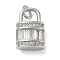 Rack Plating Brass Micro Pave Cubic Zirconia Pendants, Long-Lasting Plated, Lead Free & Cadmium Free, Lock Charms, with Jump Ring, Platinum, 14.5x9.5x5mm, Hole: 3mm