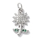Rack Plating Brass Micro Pave Cubic Zirconia Pendants, Long-Lasting Plated, Lead Free & Cadmium Free, Flower, Platinum, 17x10x2.5mm, Hole: 3.4mm