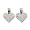 201 Stainless Steel Clay Pendants, with Rhinestones, Heart, Stainless Steel Color, Crystal, 18.5x20x3mm, Hole: 8.5x4mm