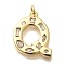 Brass Micro Pave Clear Cubic Zirconia Pendants, with Jump Ring, Lead Free and Cadmium Free, Long-Lasting Plated, Rack Plating, Letter Charms, Real 18K Gold Plated, Letter Q, 20x18x2.7mm, jump ring: 5x1mm, 3mm inner diameter.