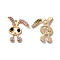 Alloy Rhinestone Pendants, Rabbit Charms, Light Gold, Light Rose, 21x17x4mm, Hole: 1.6mm