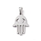 Non-Tarnish 304 Stainless Steel Pendants, Laser Cut, Hamsa Hand Charms, Stainless Steel Color, 21x14.5x1.5mm, Hole: 2.5x5mm