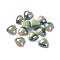 Opaque Glass Cabochons, Stripe Pattern, Heart, Colorful, 9.5~10x10x4mm