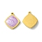 Ion Plating(IP) 304 Stainless Steel Manual Polishing Charms, with Enamel, Rhombus, Golden, 11.5x10x2.5mm, Hole: 0.8mm