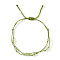 Faceted Glass Rondelle Beads Braided Bead Bracelets, Adjusstable Nylon Multi-strand Bracelets for Women, Olive Drab, Inner Diameter: 11 inch(28cm)